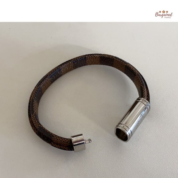 Authentic Louis Vuitton Brown Damier Ebene Coated Canvas Clip It Bracelet BC0148 - Picture 10 of 12